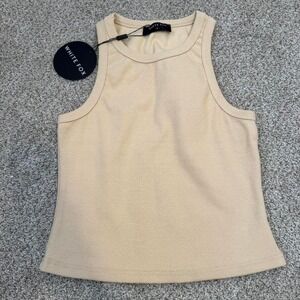 White Fox on the go beige ribbed tank top